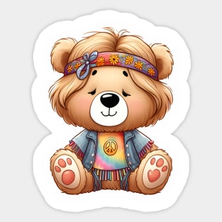 Cute Hippie Bear Kawaii Sticker